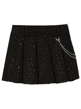 Girls Size 10 Black Star Pleated Skort Tractr Ponte Chain